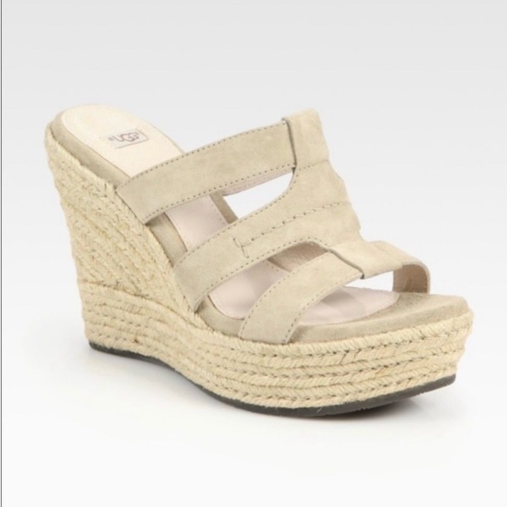 UGG Tan Wedge Espadrilles with Jute Soles